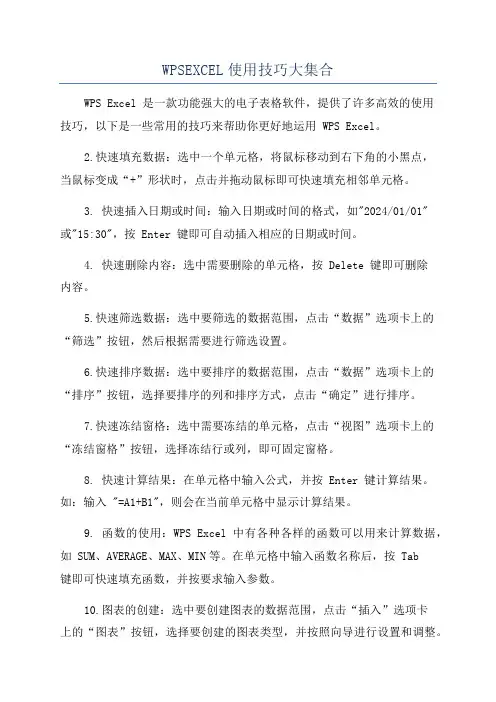 WPSEXCEL使用技巧大集合