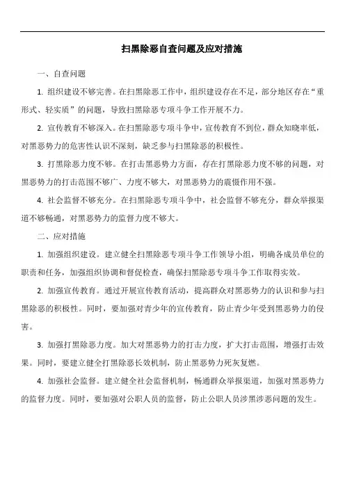 扫黑除恶自查问题及应对措施