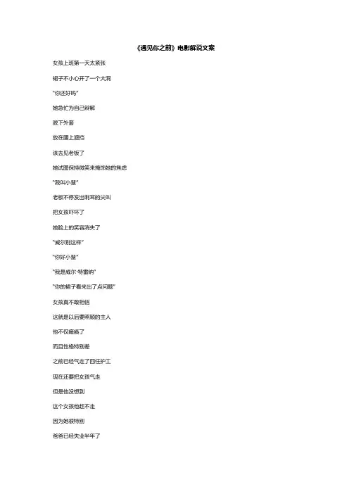 《遇见你之前》电影解说文案