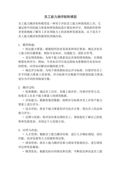 员工能力测评矩阵模型