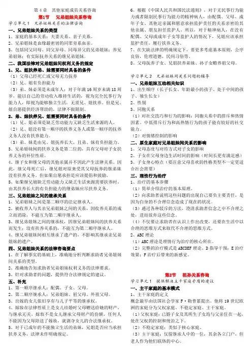 婚姻家庭咨询师 三级技能 第4章  其他家庭成员关系咨询