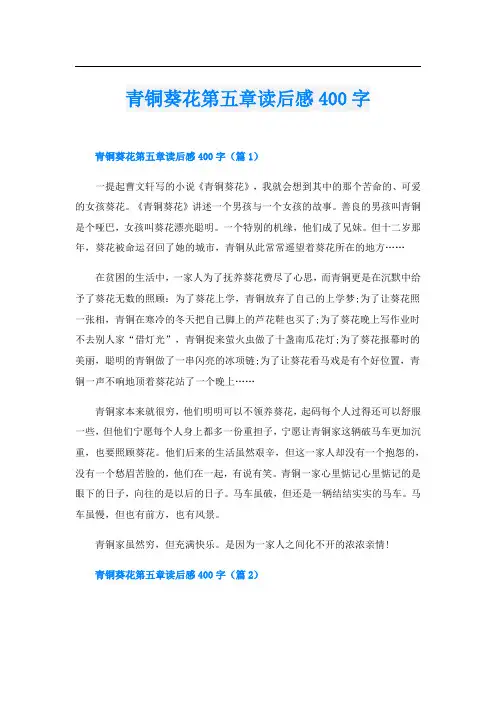青铜葵花第五章读后感400字