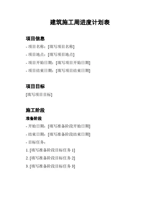 建筑施工周进度计划表