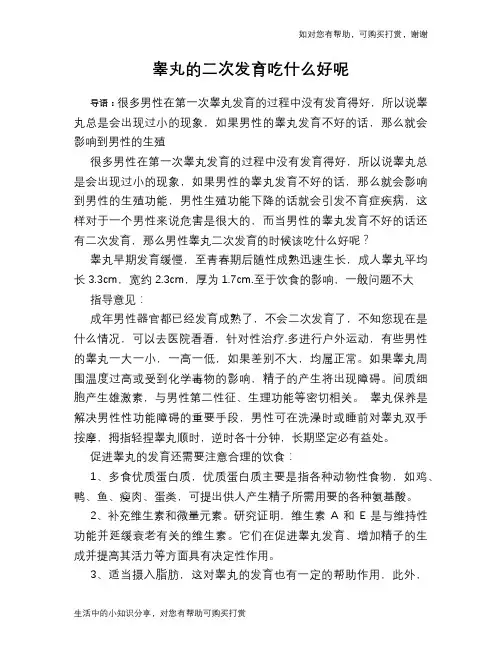 睾丸的二次发育吃什么好呢