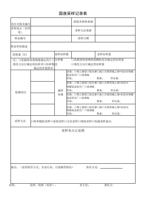 固废采样记录表
