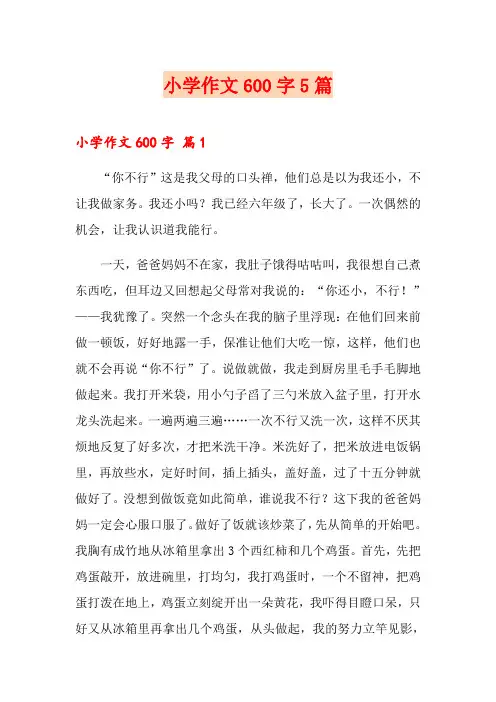 小学作文600字5篇(word版)