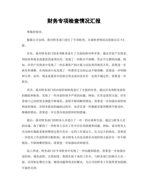 财务专项检查情况汇报
