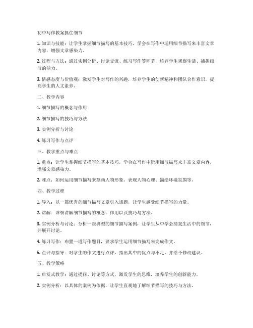 初中写作教案抓住细节