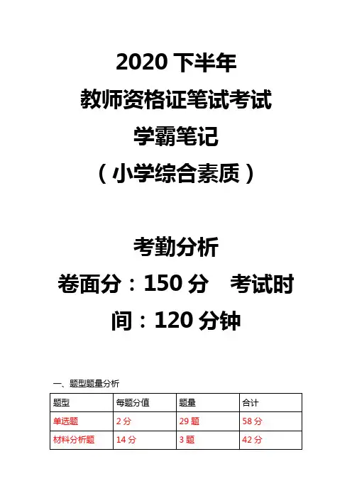 2020下教师资格证笔试考试 小学综合素质 学霸笔记01 - 模块一