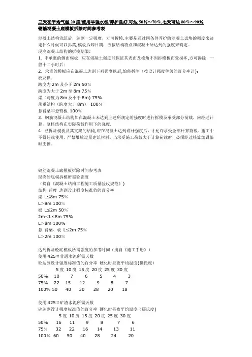 混凝土强度对应时间表-混凝土时间和强度