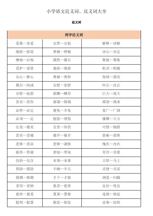 小学语文近义词