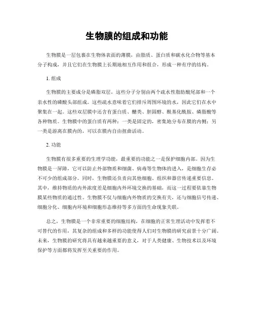 生物膜的组成和功能