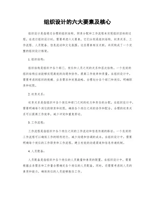 组织设计的六大要素及核心