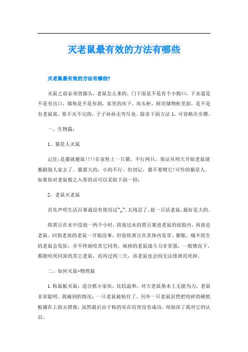灭老鼠最有效的方法有哪些