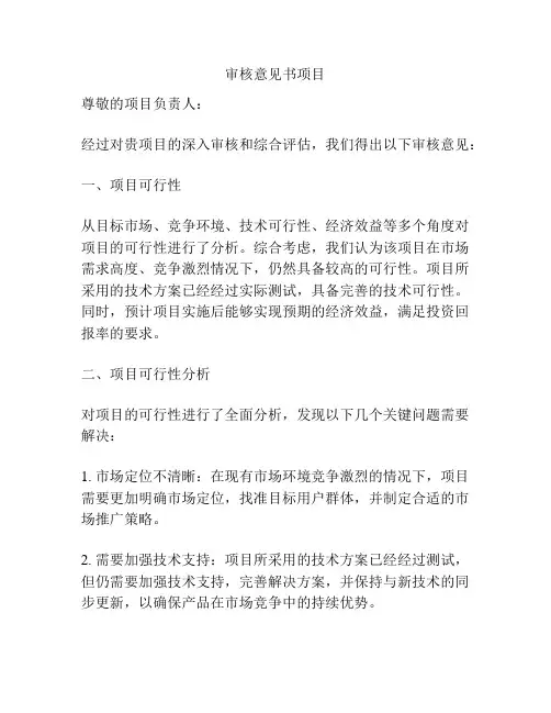 审核意见书项目