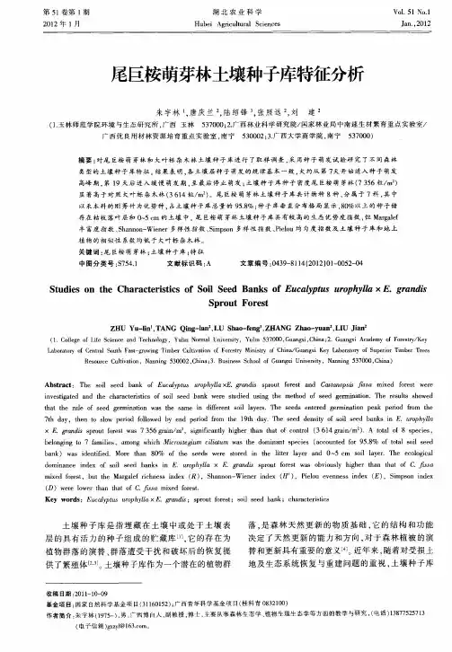 尾巨桉萌芽林土壤种子库特征分析