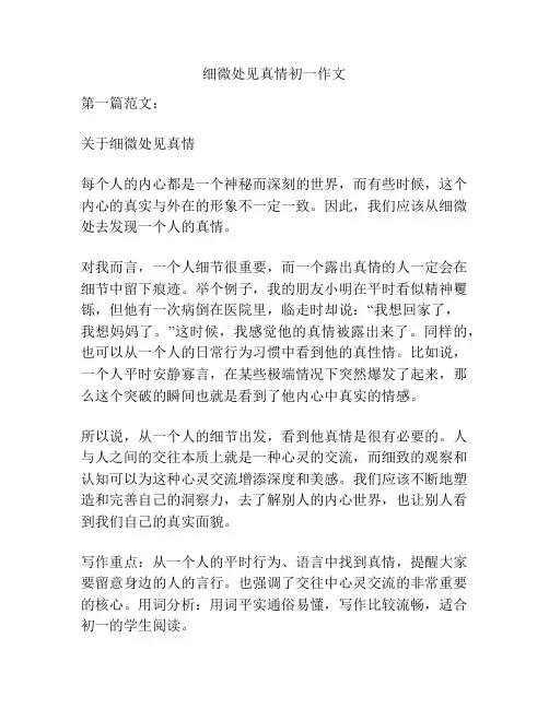 细微处见真情初一作文