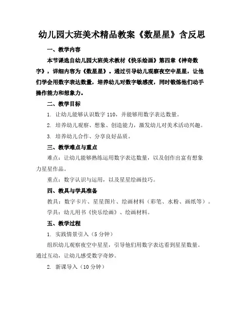 幼儿园大班美术精品教案《数星星》含反思