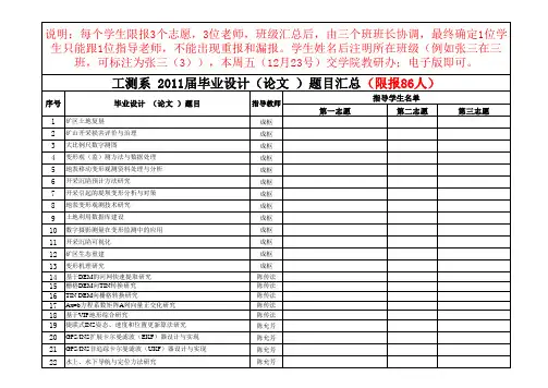 测绘专业-毕业设计题目汇总20111220