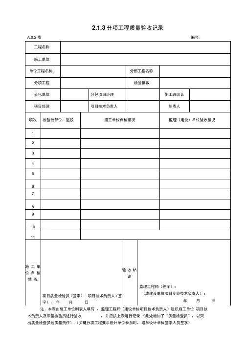 市政道路工程资料表格全套