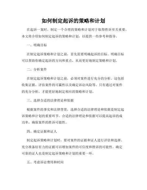 如何制定起诉的策略和计划