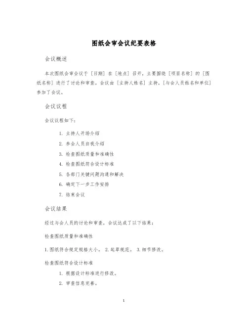 图纸会审会议纪要表格