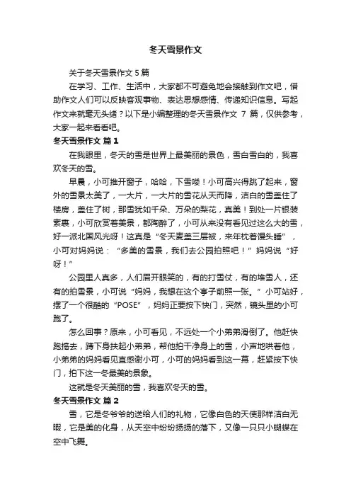 关于冬天雪景作文5篇