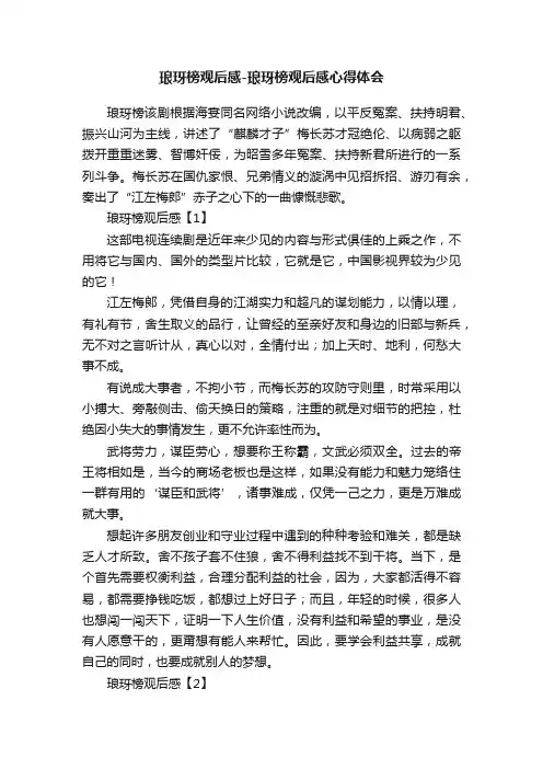 琅玡榜观后感-琅玡榜观后感心得体会