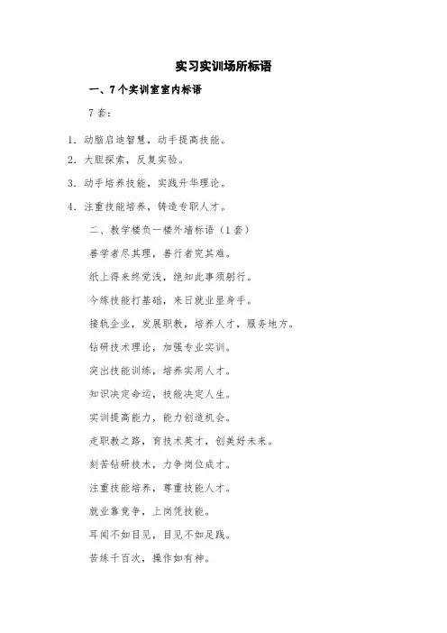 实习实训场所标语