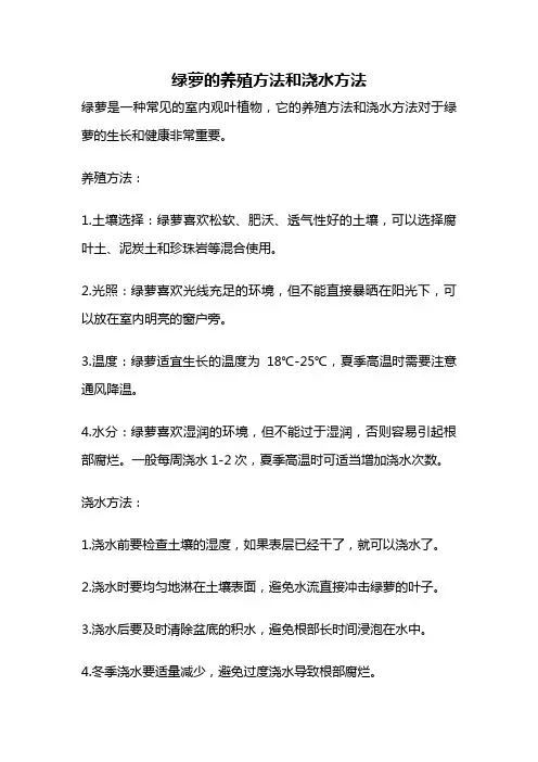绿萝的养殖方法和浇水方法