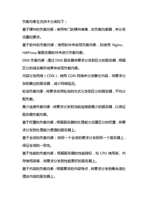 负载均衡主流技术分类