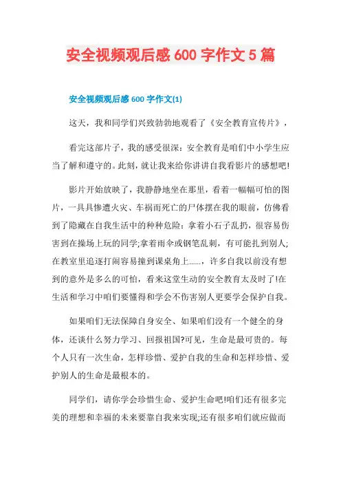 安全视频观后感600字作文5篇