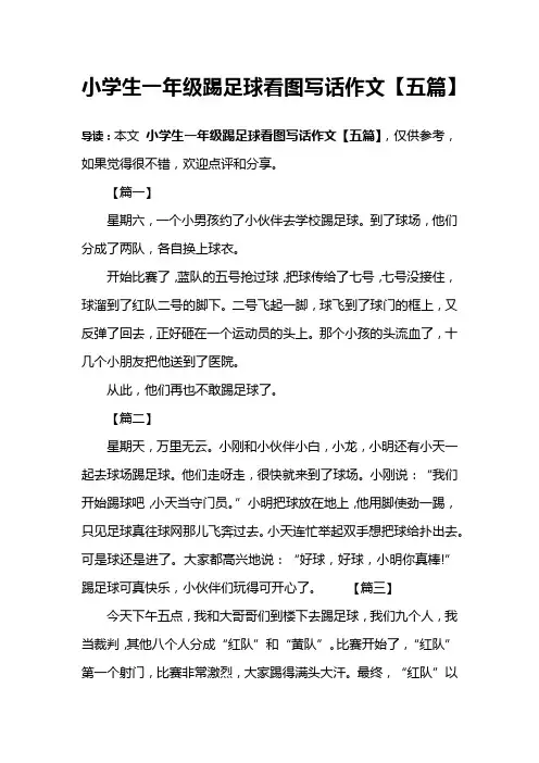 小学生一年级踢足球看图写话作文【五篇】