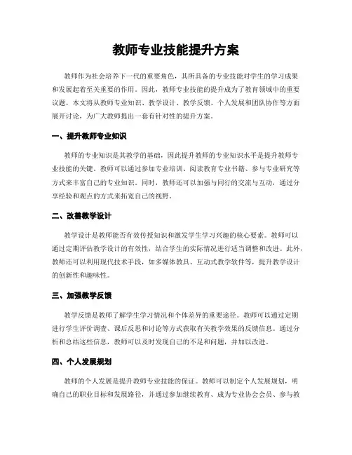 教师专业技能提升方案