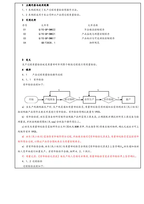 过程质量检验操作规程完整