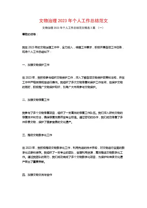 文物治理2023年个人工作总结范文3篇