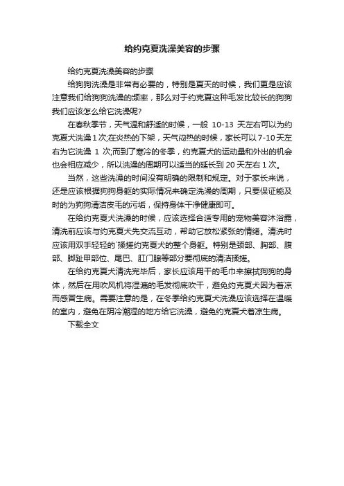 给约克夏洗澡美容的步骤