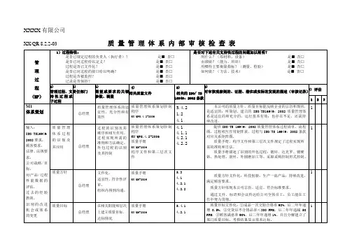 体系内审检查表参考