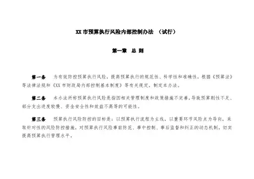 XX政府预算执行风险内部控制办法