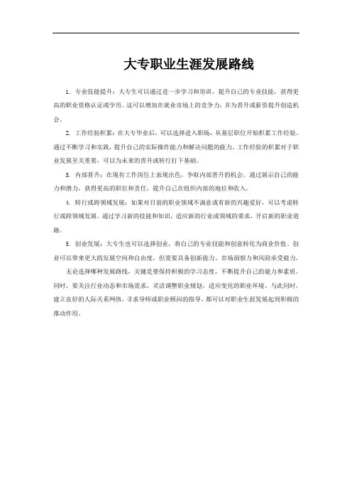 大专职业生涯发展路线