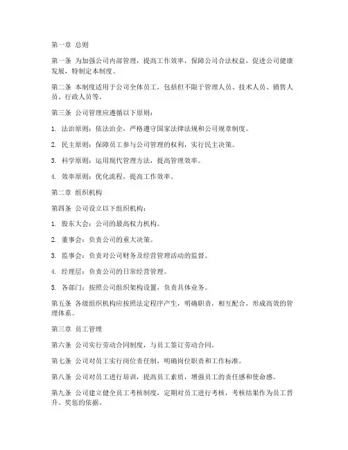 大规模公司管理制度规定