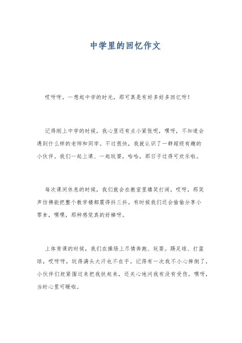 中学里的回忆作文