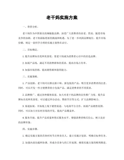 老干妈实施方案