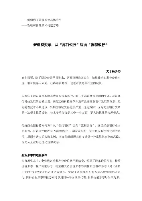 新组织变革：从“部门银行”迈向“流程银行”(杨少杰)