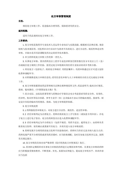 处方审核管理制度