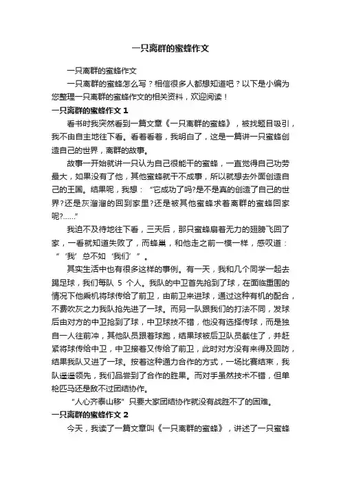 一只离群的蜜蜂作文