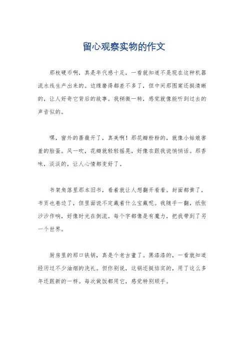 留心观察实物的作文