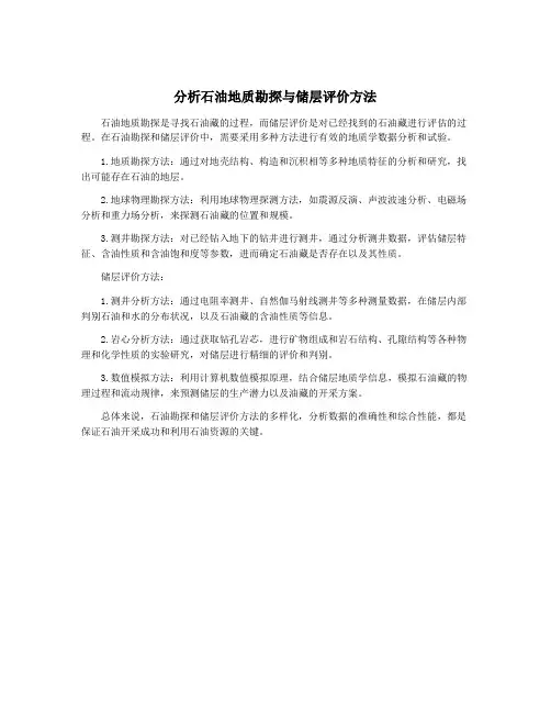 分析石油地质勘探与储层评价方法