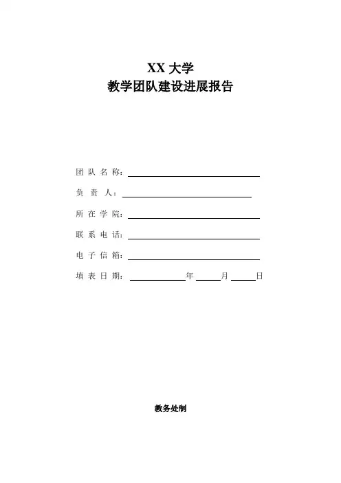 XX大学教学团队建设进展报告