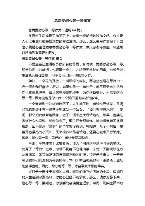 总需要耐心等一等作文